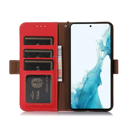 TJ For Xiaomi 14T Pro Case RFID Blocking Genuine Cow Leather Phone Cover