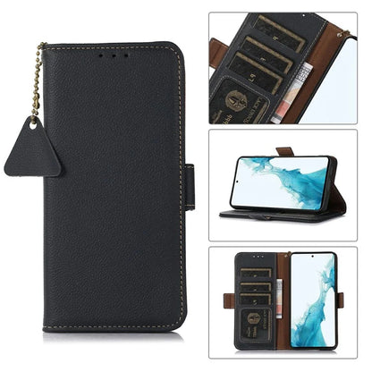 TJ For Xiaomi 14T Pro Case RFID Blocking Genuine Cow Leather Phone Cover