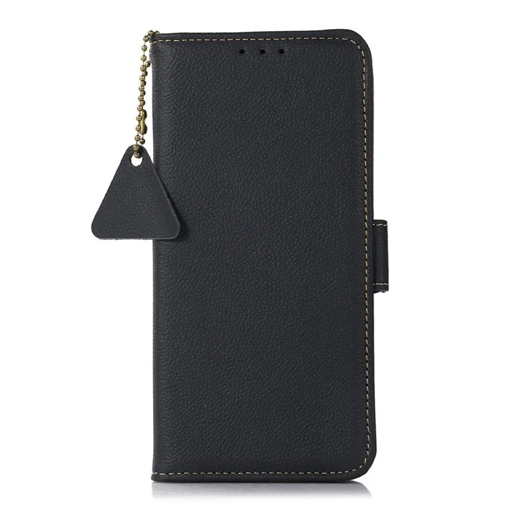 TJ For Xiaomi 14T Pro Case RFID Blocking Genuine Cow Leather Phone Cover