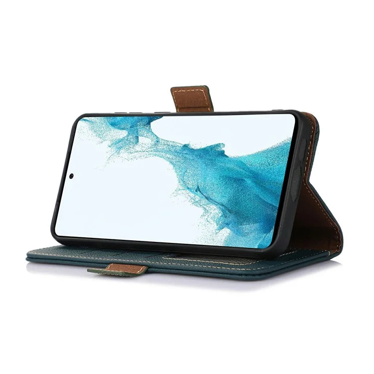TJ For Xiaomi 14T Pro Case RFID Blocking Genuine Cow Leather Phone Cover