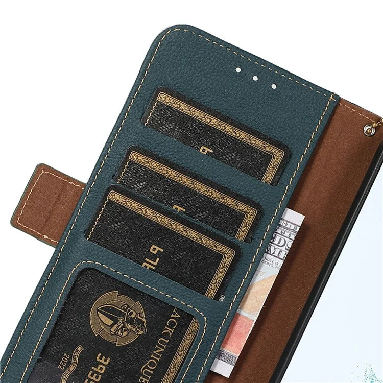 TJ For Xiaomi 14T Pro Case RFID Blocking Genuine Cow Leather Phone Cover