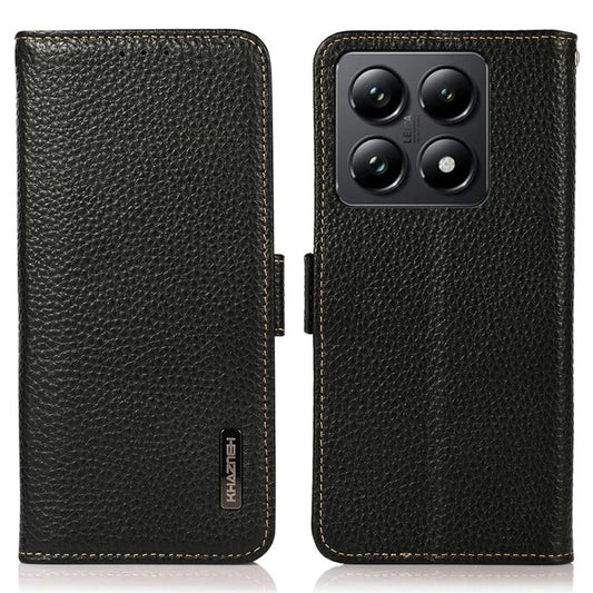 KHAZNEH For Xiaomi 14T Pro Phone Case Genuine Cow Leather Cover RFID Blocking