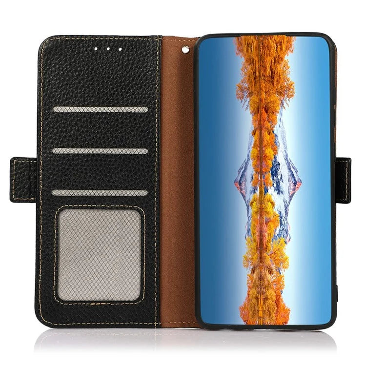 KHAZNEH For Xiaomi 14T Pro Phone Case Genuine Cow Leather Cover RFID Blocking
