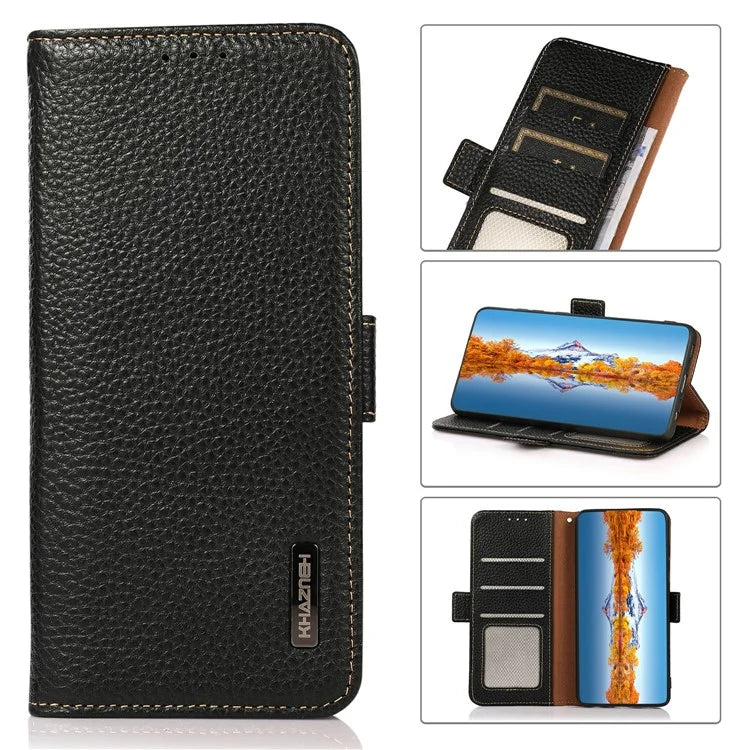 KHAZNEH For Xiaomi 14T Pro Phone Case Genuine Cow Leather Cover RFID Blocking