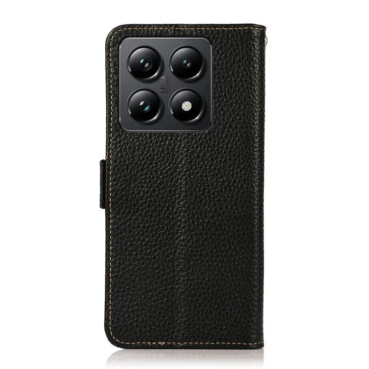 KHAZNEH For Xiaomi 14T Pro Phone Case Genuine Cow Leather Cover RFID Blocking