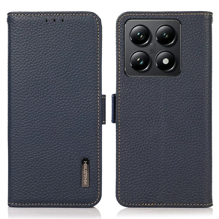 KHAZNEH For Xiaomi 14T Pro Phone Case Genuine Cow Leather Cover RFID Blocking