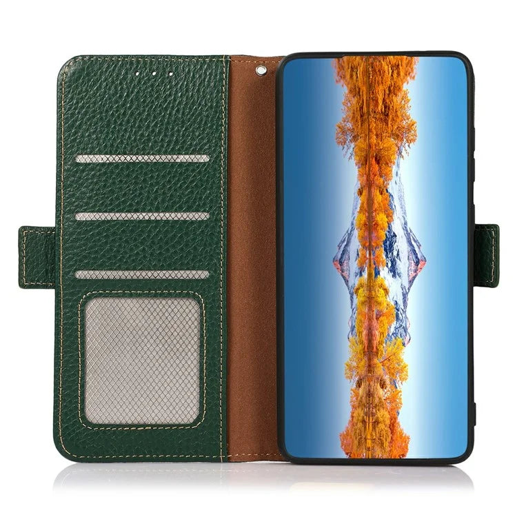 KHAZNEH For Xiaomi 14T Pro Phone Case Genuine Cow Leather Cover RFID Blocking