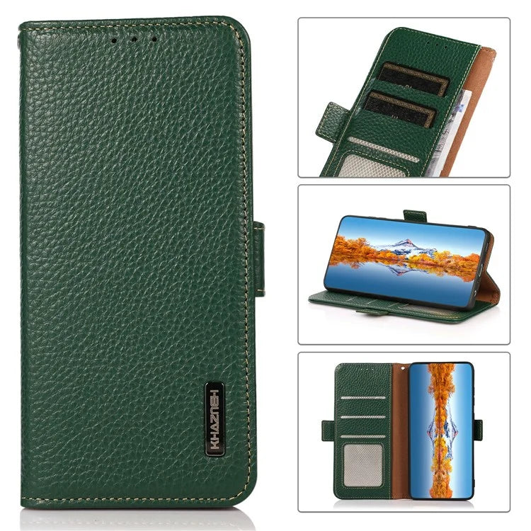KHAZNEH For Xiaomi 14T Pro Phone Case Genuine Cow Leather Cover RFID Blocking