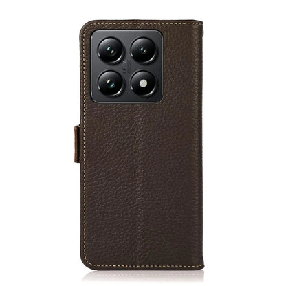 KHAZNEH For Xiaomi 14T Pro Phone Case Genuine Cow Leather Cover RFID Blocking