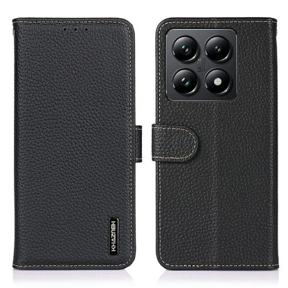 KHAZNEH For Xiaomi 14T Pro Phone Case Genuine Cow Leather Flip Cover