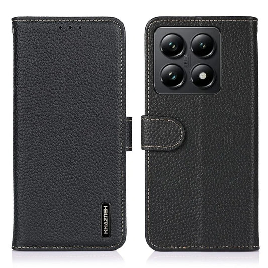 KHAZNEH For Xiaomi 14T Pro Phone Case Genuine Cow Leather Flip Cover