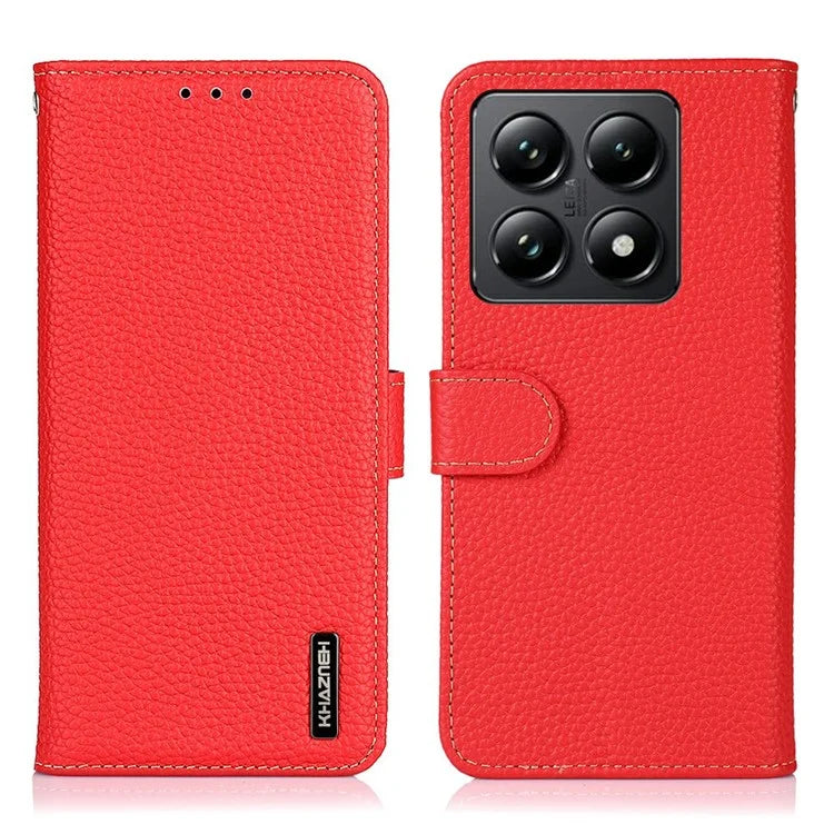 KHAZNEH For Xiaomi 14T Pro Phone Case Genuine Cow Leather Flip Cover