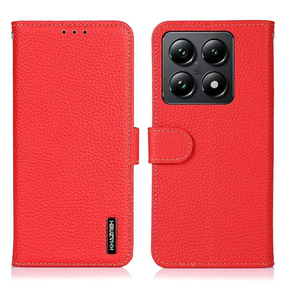 KHAZNEH For Xiaomi 14T Pro Phone Case Genuine Cow Leather Flip Cover