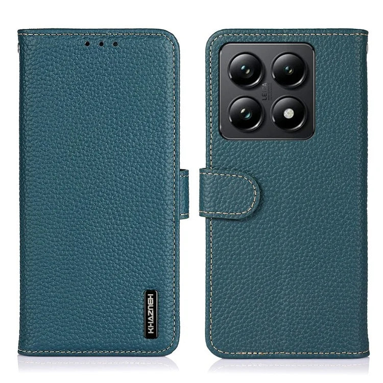 KHAZNEH For Xiaomi 14T Pro Phone Case Genuine Cow Leather Flip Cover