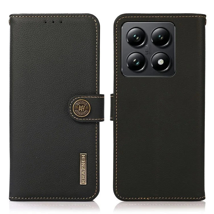 KHAZNEH For Xiaomi 14T Pro Case Genuine Cow Leather Wallet Phone Cover