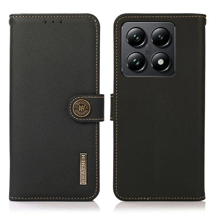 KHAZNEH For Xiaomi 14T Pro Case Genuine Cow Leather Wallet Phone Cover