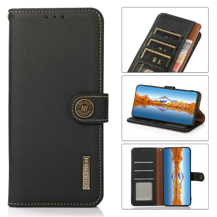 KHAZNEH For Xiaomi 14T Pro Case Genuine Cow Leather Wallet Phone Cover