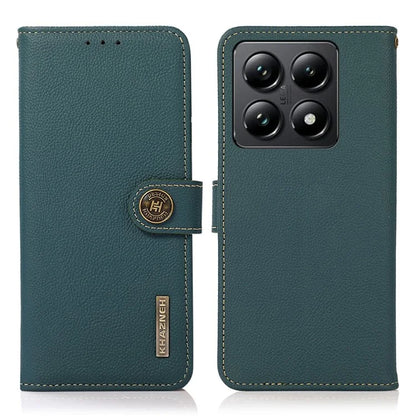 KHAZNEH For Xiaomi 14T Pro Case Genuine Cow Leather Wallet Phone Cover