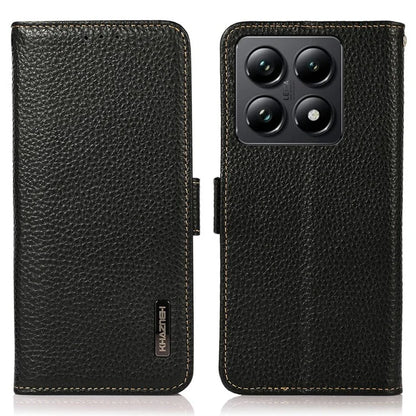 KHAZNEH For Xiaomi 14T Phone Case Genuine Cow Leather Cover RFID Blocking