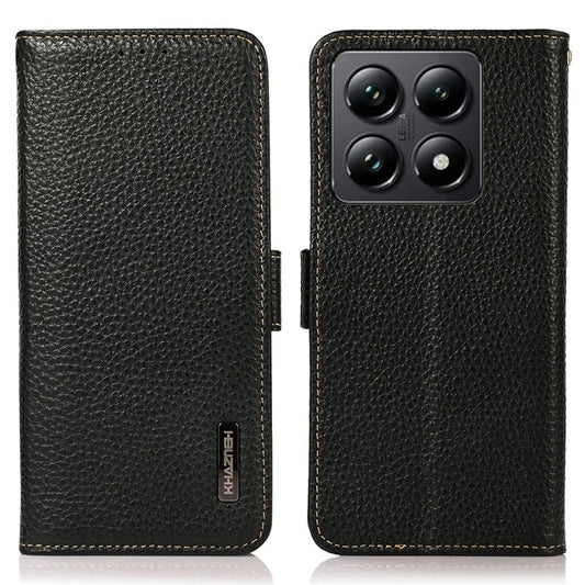 KHAZNEH For Xiaomi 14T Phone Case Genuine Cow Leather Cover RFID Blocking