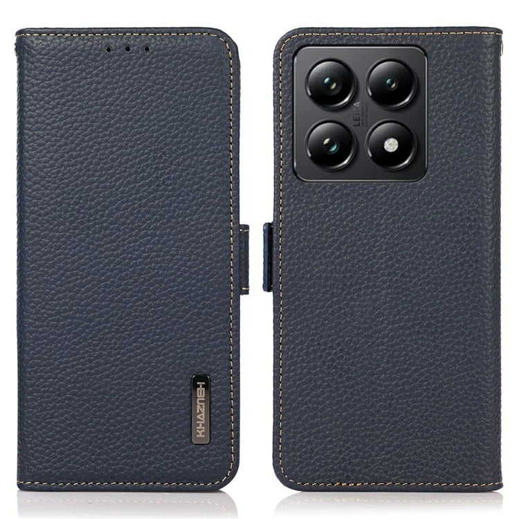 KHAZNEH For Xiaomi 14T Phone Case Genuine Cow Leather Cover RFID Blocking