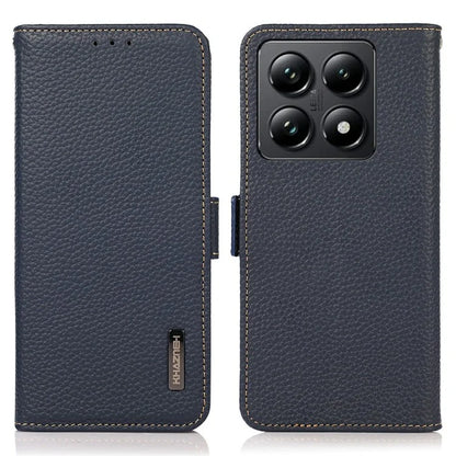 KHAZNEH For Xiaomi 14T Phone Case Genuine Cow Leather Cover RFID Blocking