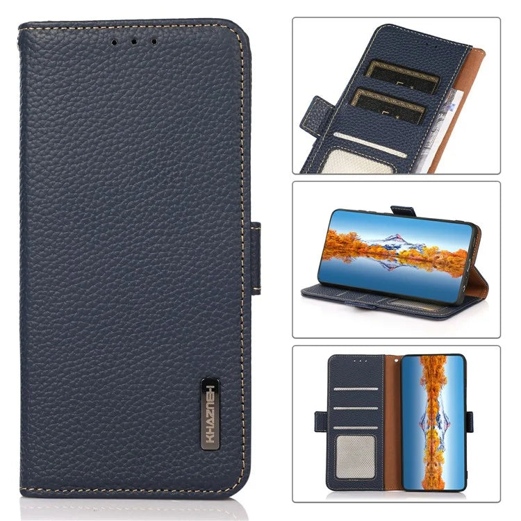 KHAZNEH For Xiaomi 14T Phone Case Genuine Cow Leather Cover RFID Blocking