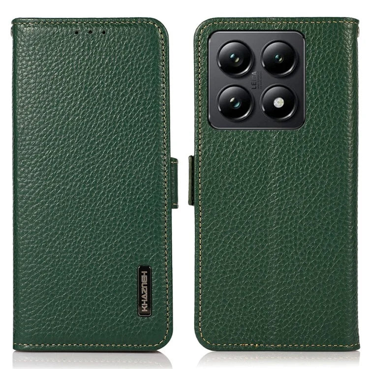 KHAZNEH For Xiaomi 14T Phone Case Genuine Cow Leather Cover RFID Blocking