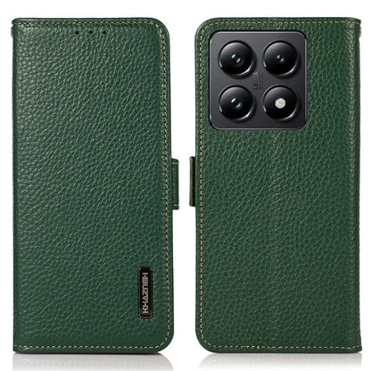 KHAZNEH For Xiaomi 14T Phone Case Genuine Cow Leather Cover RFID Blocking