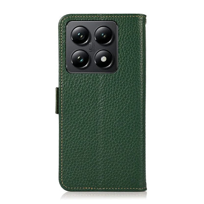 KHAZNEH For Xiaomi 14T Phone Case Genuine Cow Leather Cover RFID Blocking