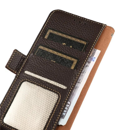 KHAZNEH For Xiaomi 14T Phone Case Genuine Cow Leather Cover RFID Blocking