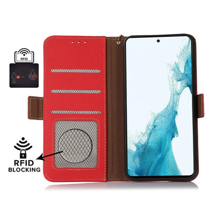 TJ For Xiaomi 14T Case RFID Blocking Genuine Cow Leather Phone Cover