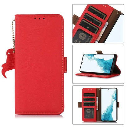 TJ For Xiaomi 14T Case RFID Blocking Genuine Cow Leather Phone Cover