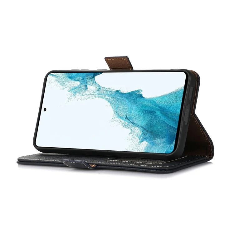 TJ For Xiaomi 14T Case RFID Blocking Genuine Cow Leather Phone Cover
