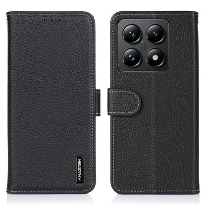 KHAZNEH For Xiaomi 14T Phone Case Genuine Cow Leather Flip Cover