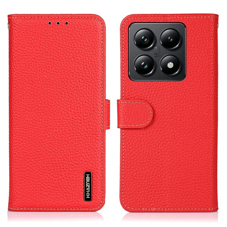 KHAZNEH For Xiaomi 14T Phone Case Genuine Cow Leather Flip Cover