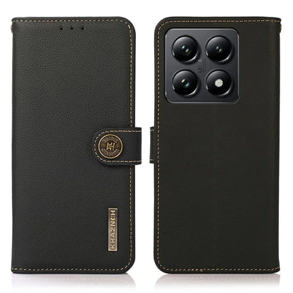 KHAZNEH For Xiaomi 14T Case Genuine Cow Leather Wallet Phone Cover