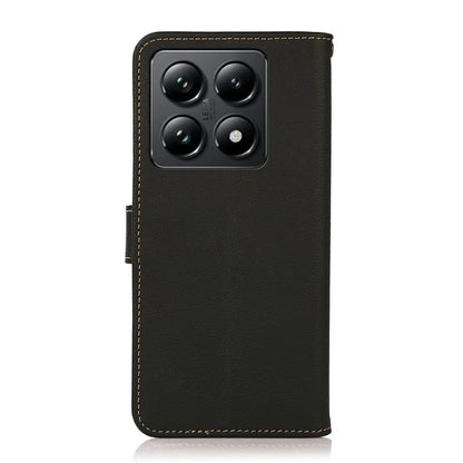 KHAZNEH For Xiaomi 14T Case Genuine Cow Leather Wallet Phone Cover