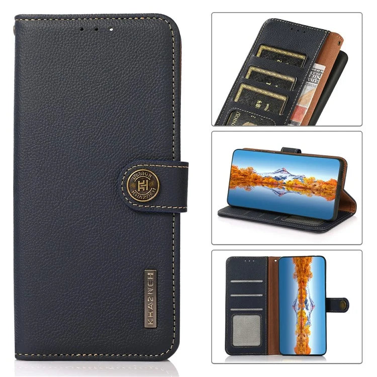KHAZNEH For Xiaomi 14T Case Genuine Cow Leather Wallet Phone Cover