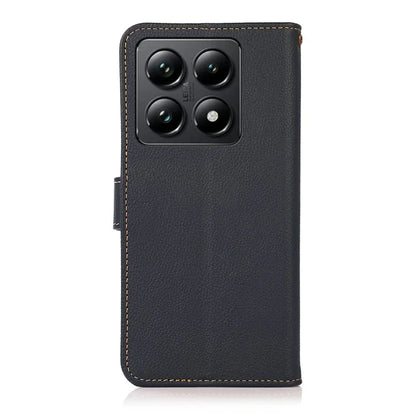 KHAZNEH For Xiaomi 14T Case Genuine Cow Leather Wallet Phone Cover