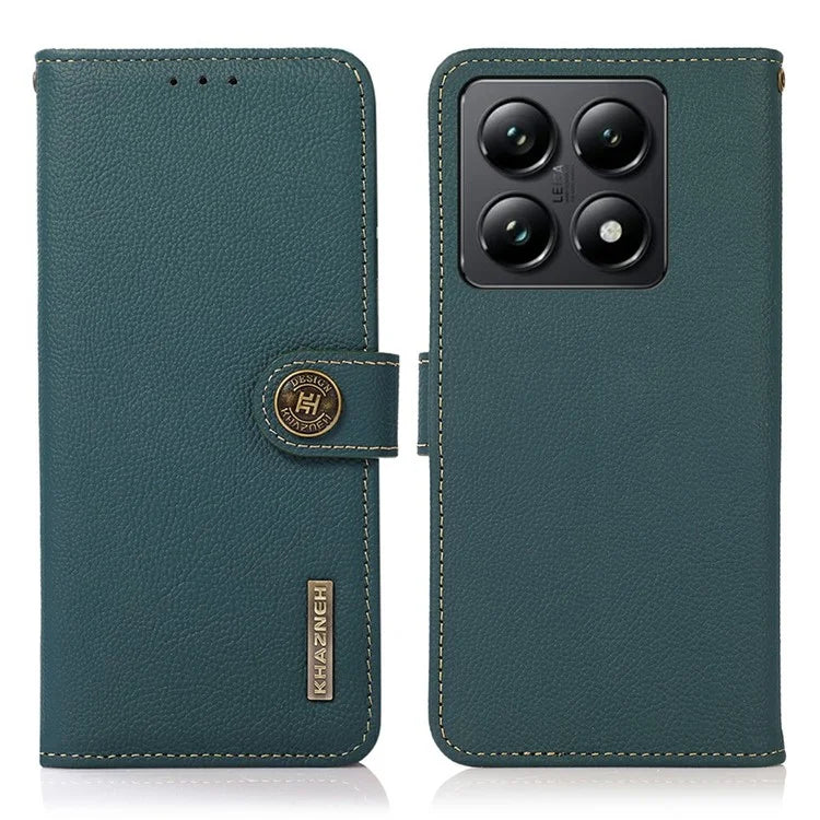 KHAZNEH For Xiaomi 14T Case Genuine Cow Leather Wallet Phone Cover