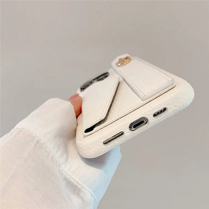 For iPhone 16 Pro Max Case Wristband Kickstand Card Slot PU Leather+PET Phone Cover