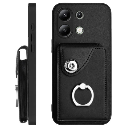 For Xiaomi Redmi Note 13 4G Case YB Leather Coating Series-7 Card Holder Leather TPU Phone Cover with Kickstand