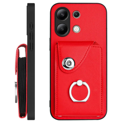 For Xiaomi Redmi Note 13 4G Case YB Leather Coating Series-7 Card Holder Leather TPU Phone Cover with Kickstand