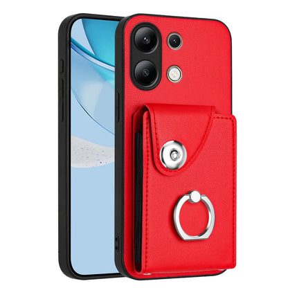 For Xiaomi Redmi Note 13 4G Case YB Leather Coating Series-7 Card Holder Leather TPU Phone Cover with Kickstand