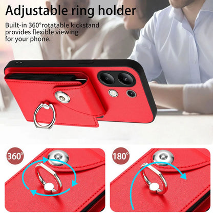 For Xiaomi Redmi Note 13 4G Case YB Leather Coating Series-7 Card Holder Leather TPU Phone Cover with Kickstand