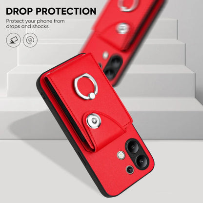 For Xiaomi Redmi Note 13 4G Case YB Leather Coating Series-7 Card Holder Leather TPU Phone Cover with Kickstand