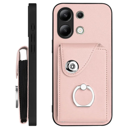 For Xiaomi Redmi Note 13 4G Case YB Leather Coating Series-7 Card Holder Leather TPU Phone Cover with Kickstand