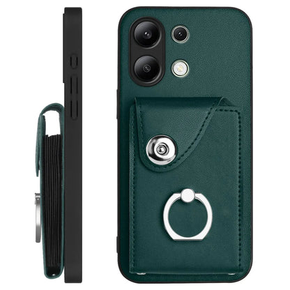 For Xiaomi Redmi Note 13 4G Case YB Leather Coating Series-7 Card Holder Leather TPU Phone Cover with Kickstand