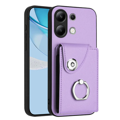 For Xiaomi Redmi Note 13 4G Case YB Leather Coating Series-7 Card Holder Leather TPU Phone Cover with Kickstand